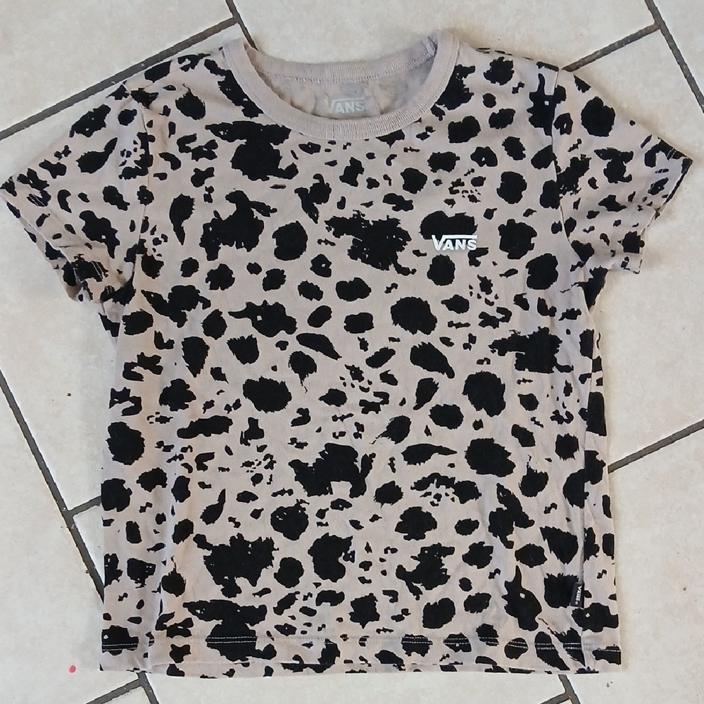 VANS Womens Size S Animal Print Semi Cropped Baby Tee